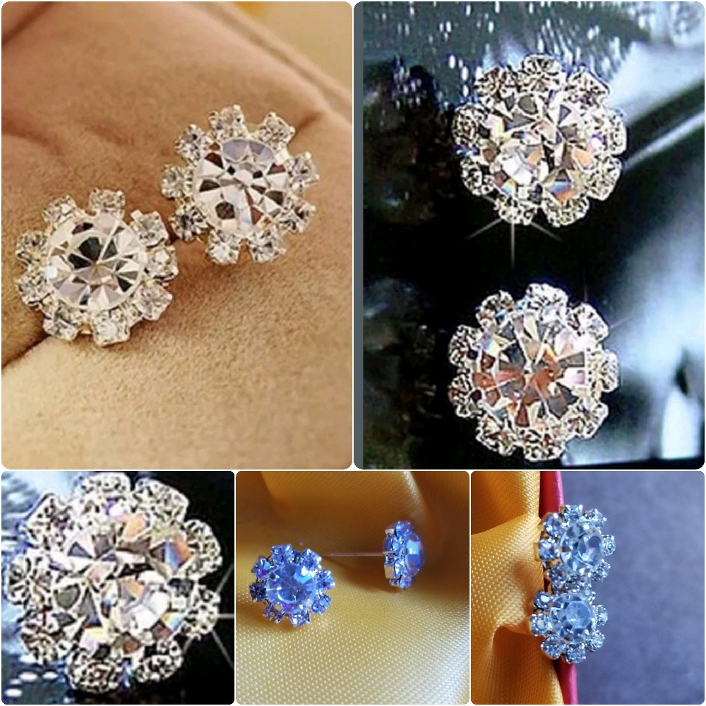 Crystal New Earrings Stud Sunflowers Rhinestone